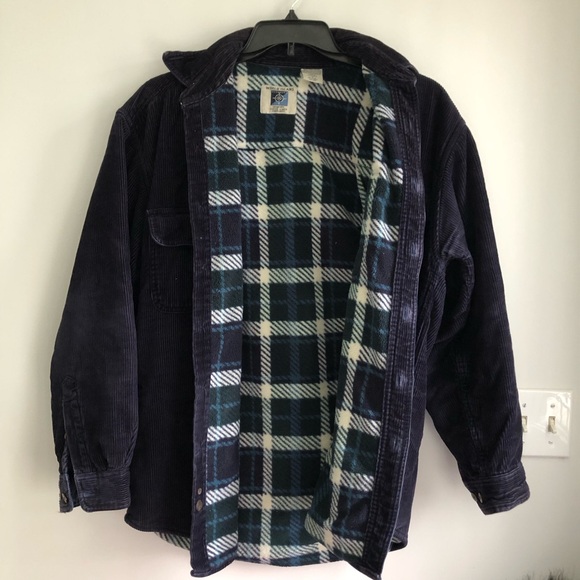 Corduroy Men's  Navy Long Sleeve Flannel Lined Button Shirt Jacket Medium - Picture 1 of 15